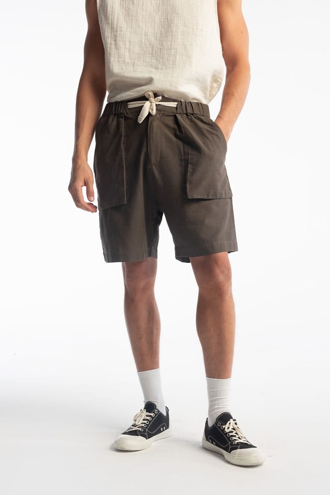Regular Fit Linnenmix Trekkoord Taille Shorts