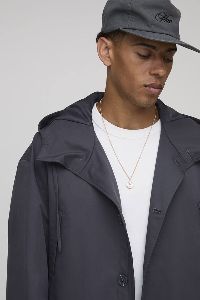 Regular Fit lang gesneden parka met capuchon Jacket | Charcoal | Size Medium