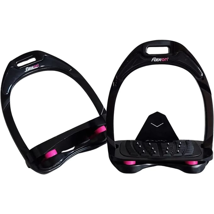 Aluminium stijgbeugels Ultra-Grip Schuin Zwart/Zwart/Roze Flex-On