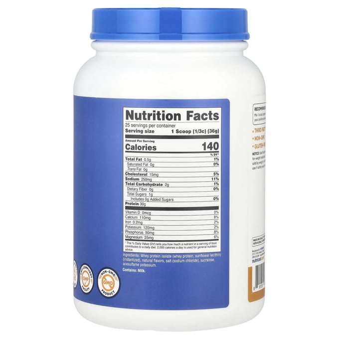 Nutricost, isolat de protéine de lactosérum, caramel salé, 907 g (2 lb)