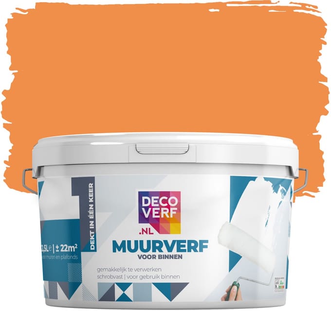 Decoverf muurverf mat oranje, 2.5L