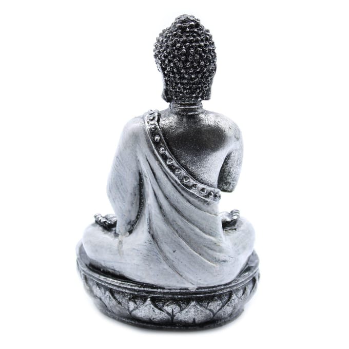 Boeddha Kandelaar - Wit - Handgeschilderd - 17x9x9cm