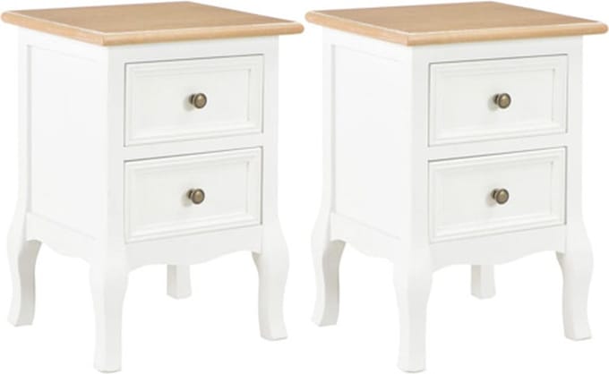 vidaXL - Nachtkastje - 2 - st - 35x30x49 - cm - MDF - wit