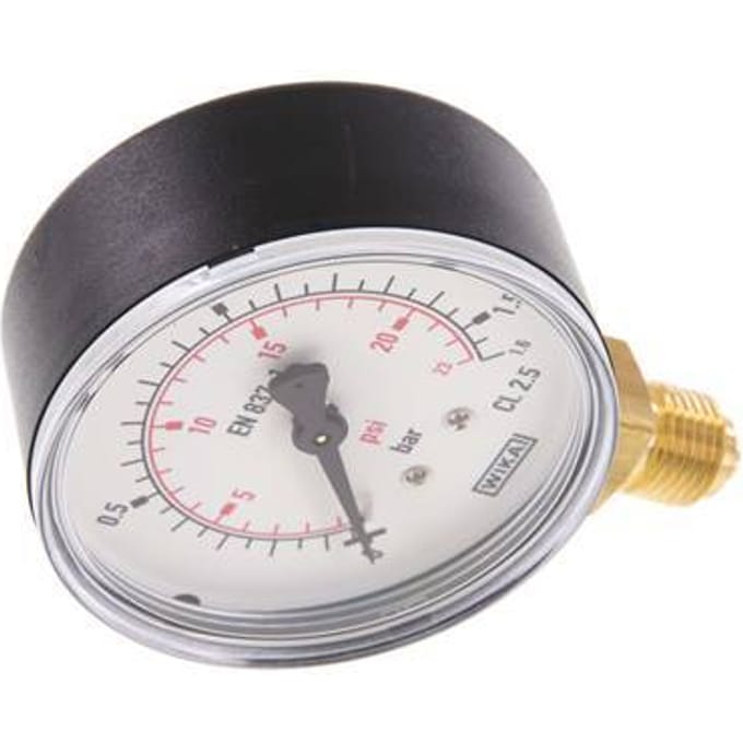 0..1.6 Bar Manometer Onderaansluiting Kunststof/Messing 63 mm Klasse 2.5