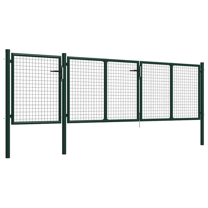 vidaXL Tuinpoort staal 400x75 cm groen