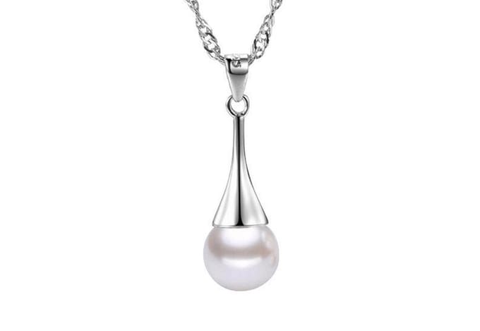 Montebello Ketting Apium - Verzilverd - Synth. Parel - 25mm - 45cm