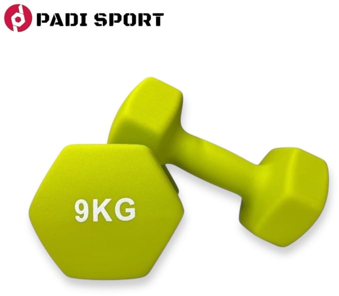 Padisport - Dumbell Neopreen - Groen - 9 Kg - Krachttraining - - Gewichten - Dumbells - Halters