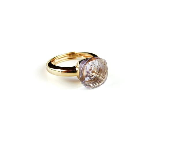 Ring in zilver geelgoud verguld model pomellato lila steen