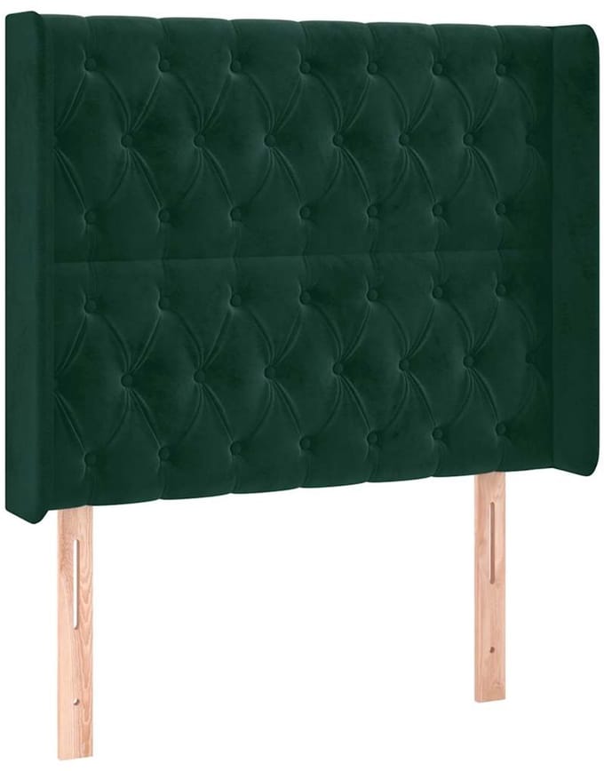 vidaXL - Hoofdbord - met - randen - 93x16x118/128 - cm - fluweel - donkergroen