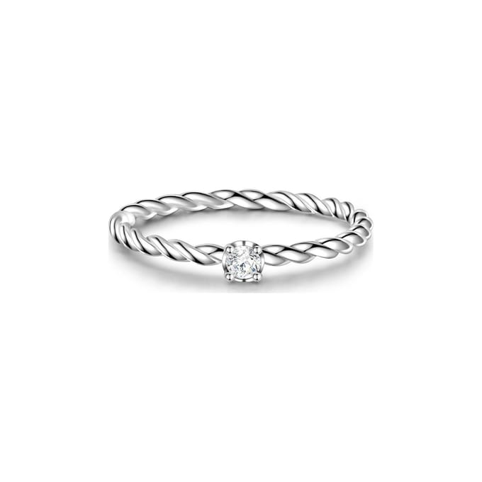 Gems München Dames Dames ring 925 sterling zilver zirconia 52 Zilver 32016689