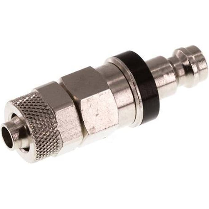 Vernikkeld Messing DN 5 Zwart Luchtkoppeling Insteeknippel 6x8 mm Push-On Double Shut-Off - CLP5-N-BN-BLA-SV-6