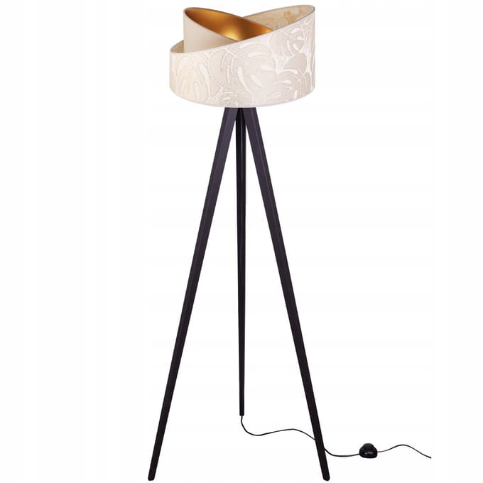 Light-Home WERONA - Vloerlamp - Tripod - Hout - Stoffen Lampenkap - Zwart