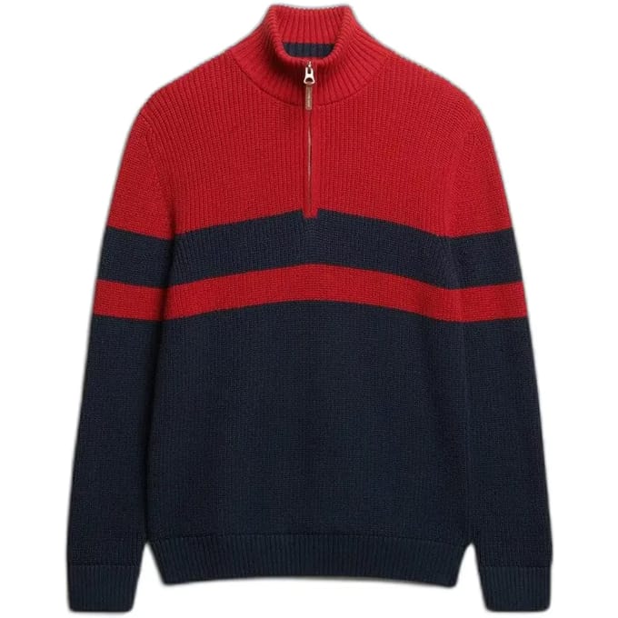 Superdry - Classics trui van katoen met halve rits en strepen - Heren - Sweaters