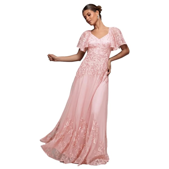 Gevonden kanten geborduurd jurk dames Goddiva Maxi