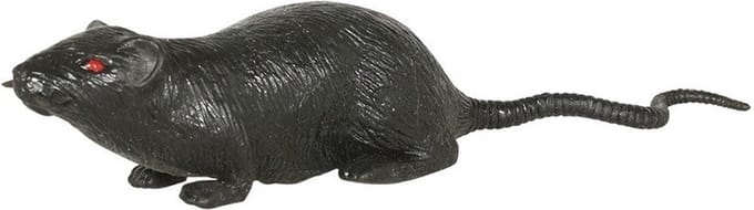 Grote plastic rat - donkergrijs - 20 cm - met rode ogen - enge namaak dieren - Halloween/horror decoratie/versiering
