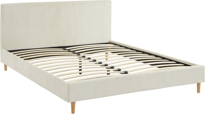 sweeek - Bed met lattenbodem en hoofdeinde, b 211 x d 167,5 x h 89cm, corduroy afwerking