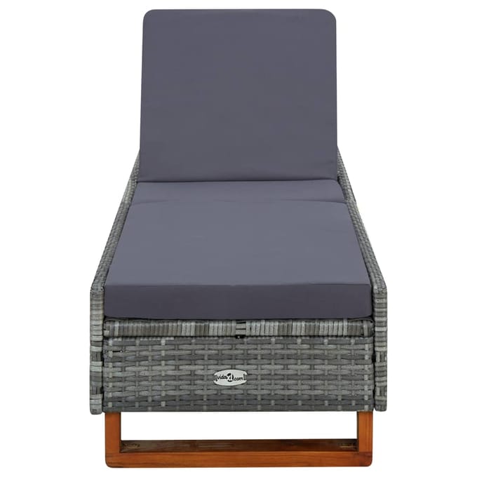 vidaXL - Ligbed - met - kussen - poly - rattan - grijs
