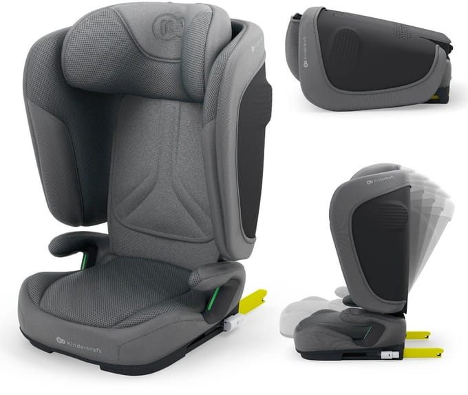 Kinderkraft UNITY 2 Autostoel – 100-150 cm – Met Isofix – Groep 2/3 – Grijs