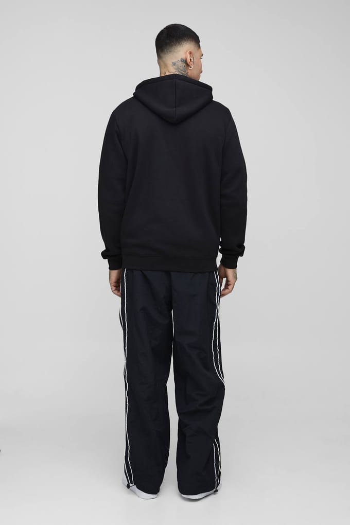 Hoge gestreepte geborduurde parachutebroeken | Black | Size Small