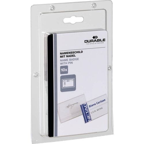 Durable 860619 Naamplaatje (b x h) 60 mm x 30 mm Veiligheidsspeld 10 stuk(s)