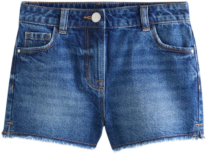 Next - Meisjes - Denim short met gerafelde rand en standaardlengte - Blauw