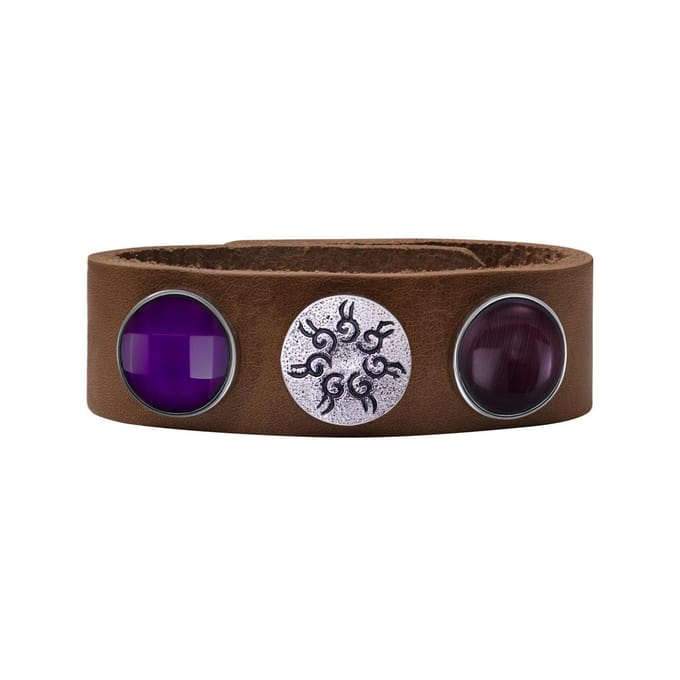 Quiges Dames Leren Armband Bruin met 3 Drukknopen Set 19.5 - 21.5cm - EBCMS312