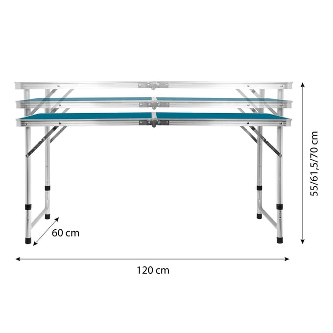 Nils Camp NC1633 - Set tafel en stoelen - Blauw - Inklapbaar - Verstelbare Hoogte