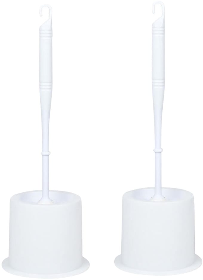Benson Wc Borstel - 2x - met houder - wit - kunststof - toiletborstel