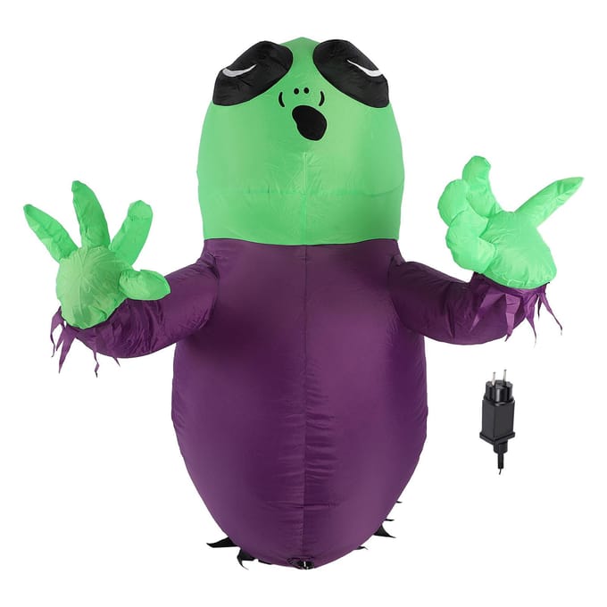 Raam Opblaasbare Alien 3.9ft LED Krachtige Ventilator 210T Polyestervezel IP44 Waterbestendig Spook green