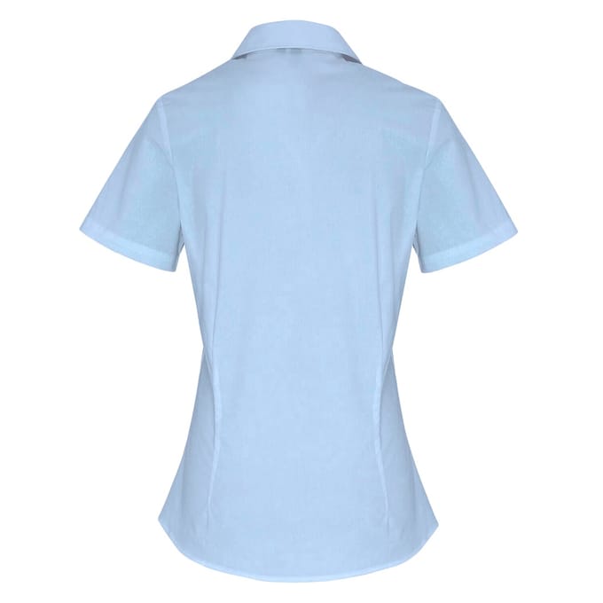 Premier Dames/dames Stretch Fit Poplin Korte Mouw Blouse (Lichtblauw)