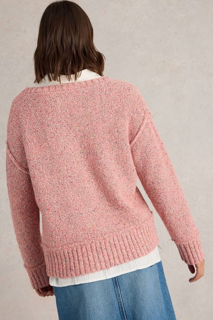 White Stuff Tammy Textured V Neck Light Pink Größe: 8 | Strickpullover Outlet | Damen | Rosa