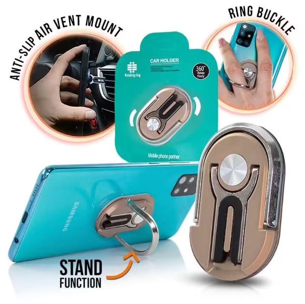 Support dock anneau 3 en 1 Gold Or pour Smartphone jaune
