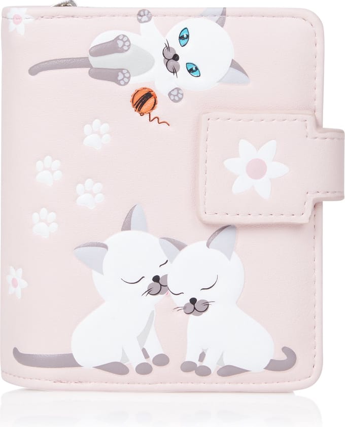 Shagwear Portemonnee - Compact Beugelportemonnee - Dames - Kunstleer - Playful Kittens (0404sm)