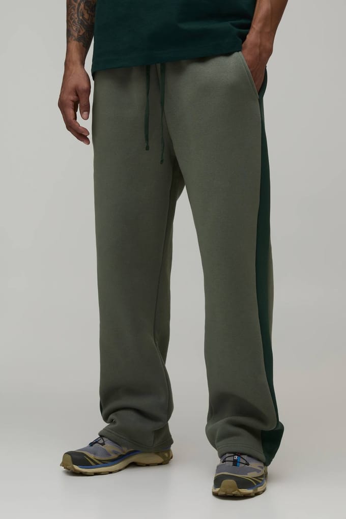 Straight Fit Paneel Joggingbroek | Green | Size Medium