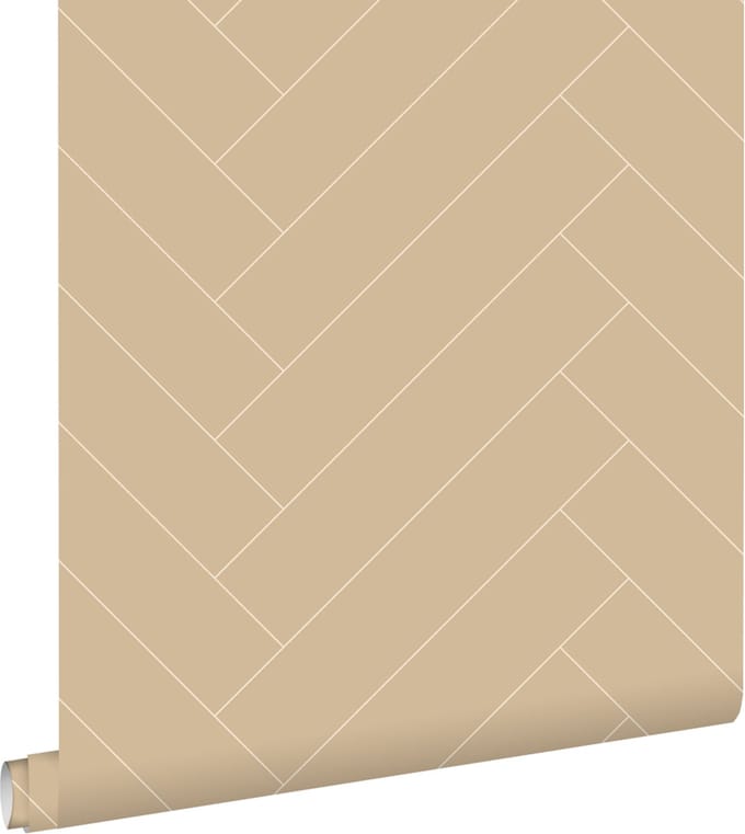 ESTAhome behang visgraat-motief donker beige - 50 x 900 cm - 139781