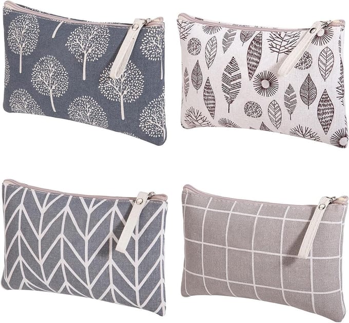 Multifunctionele Canvas Make-up Tas - 4 Stuks, Ideaal voor Cosmetica, Reizen en Accessoires