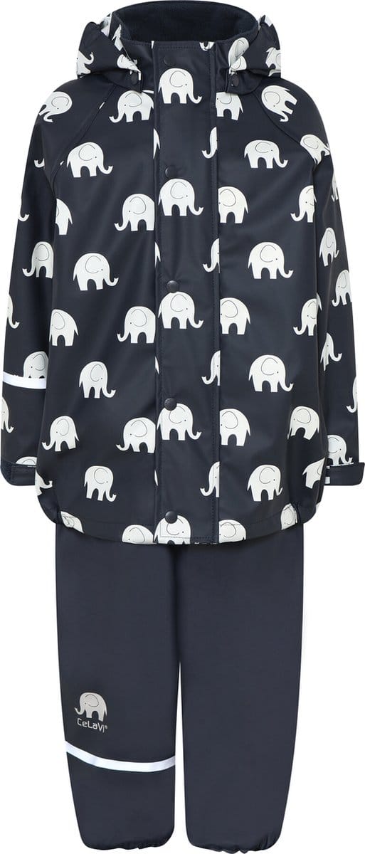 CeLaVi - Regenpak voor kinderen - Olifant - Dark Navy - maat 130 (8-9 Years)