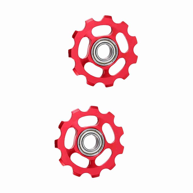 2 stuks Aluminium 11T Geleidewieltje Achterderailleur Katrol Voor Fiets(rood) red