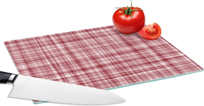 Glazen Snijplank - 28x20 - Patroon - Rood - Waves - Snijplanken Glas