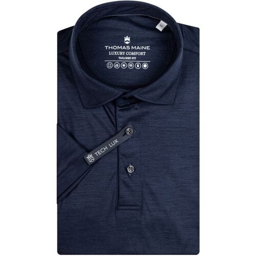 Thomas Maine Polo Wool Short Sleeve Luxury Comfort Dark Navy / male