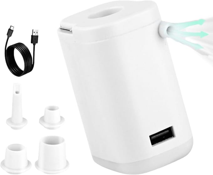 Kleine Luchtpomp - Oplaadbare Pomp - Kamperen en buiten - Automatische uitschakeling - Compact formaat - Zwart