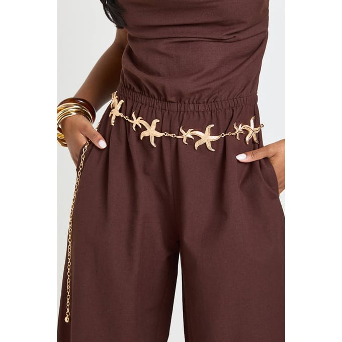 boohoo Dames Zeester Detail Ketting Riem | Goud