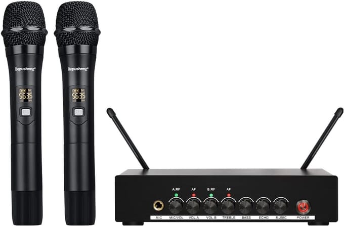 Draadloze Microfoon Set - Karaoke Microfoons - Feest Geluid - Dubbele Handmicrofoon - 33cm Pakket