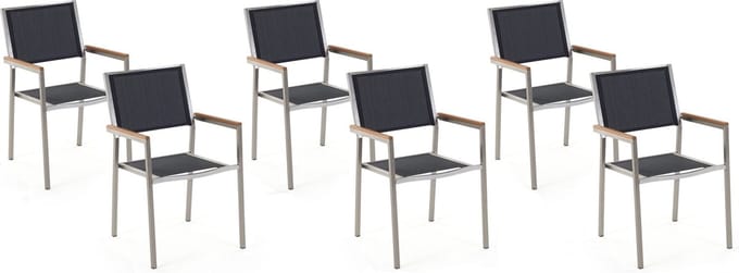 GROSSETO - Tuinstoel set van 6 - Zwart - Polyester