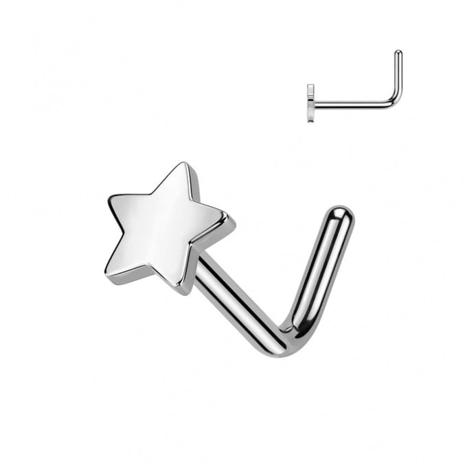 Neuspiercing titanium L-bend ster 3mm - zilver - LMPiercings