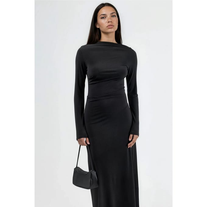 Strak maxi-jurk met drapeerdetail