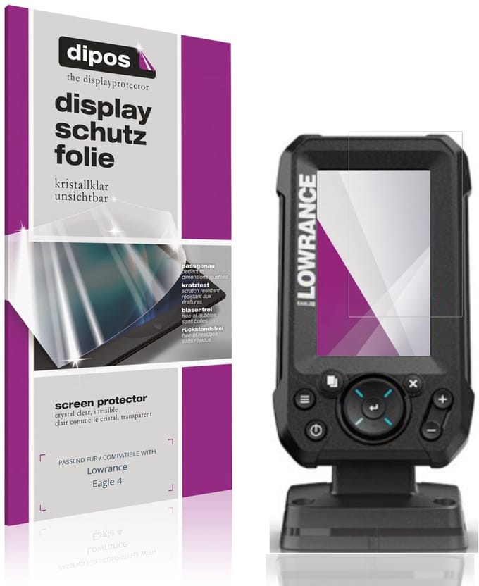 dipos – 2x Beschermfolie geschikt voor Lowrance Eagle 4 | Krasbestendige & heldere Screenprotector Ultra-Thin