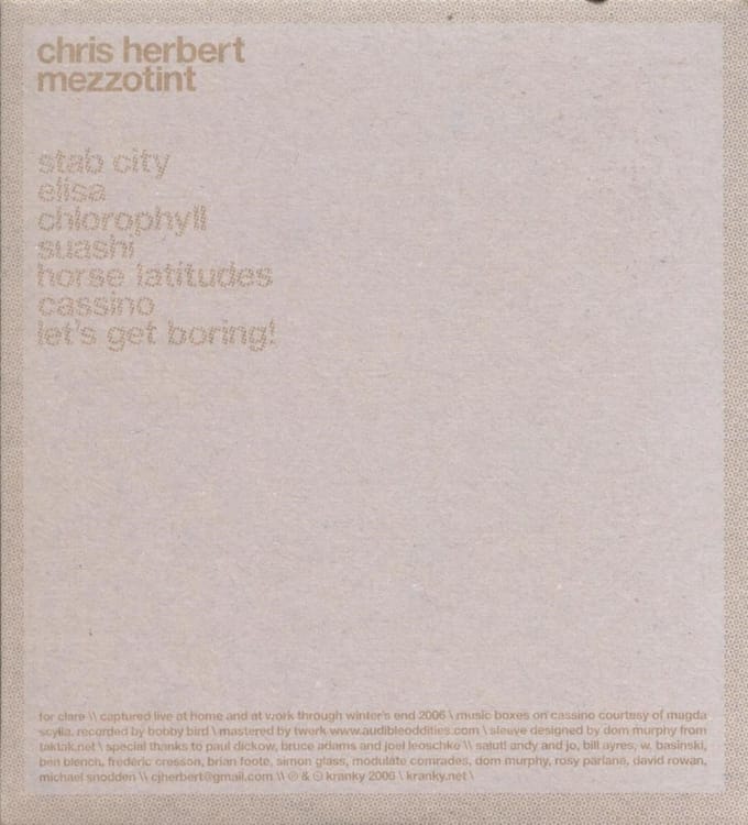Chris Herbert - Mezzotint (CD)