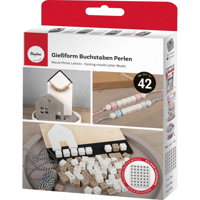 Siliconen gietvorm "Kralen - letters & cijfers"