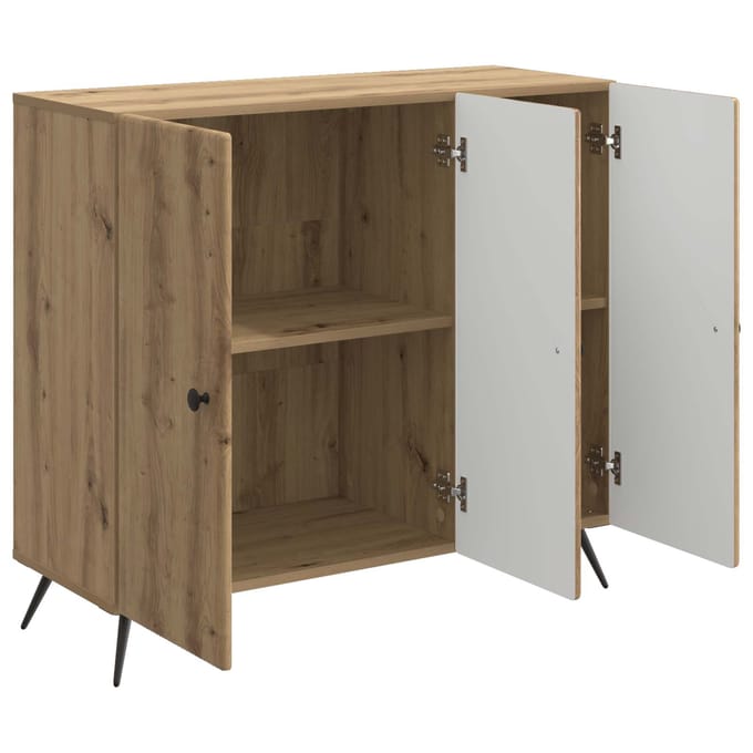 vidaXL - Dressoir - Artisanaal - eiken - 89 - x - 34,5 - x - 80 - cm - Bewerkt - hout